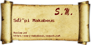 Sápi Makabeus névjegykártya